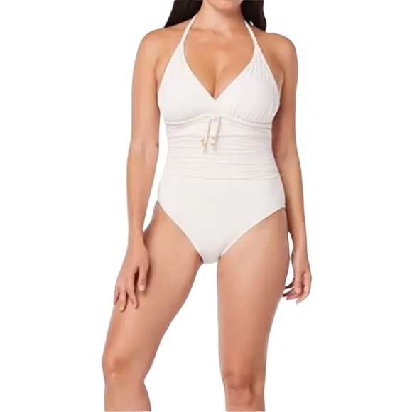 Bleu Rod Beattie Woman’s Braid Trim Cream One Piece Swimsuit Size 14 - Picture 11 of 11